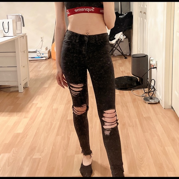 Black high waist ripped jeans - Picture 4 of 7